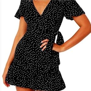 Relipop Black and White Polka Dot Mini Dress